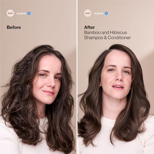Suave Bamboo & Hibiscus Volumizing Shampoo, for Fine and Flat Hair, Salon Proven System for Boosting Hair Volume and Body, 12.6 oz