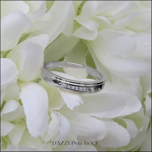 Dazzlingrock Collection 0.07 Cttw Round White Diamond Mens Hip Hop Seven Stone Channel Set Anniversary Wedding Band, 10K Solid White Gold, Size 12.5
