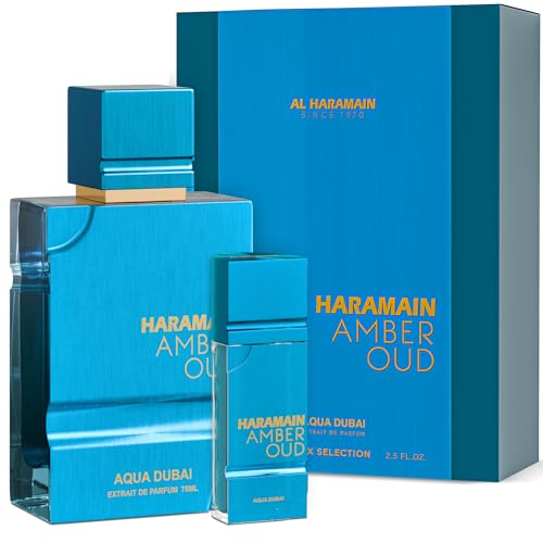 Al Haramain Amber Oud Eau de Parfum – Aqua Dubai – Oud Cologne + ATOMIZER – Men's Perfume for Men: Bergamot, Green Notes, Mandarin, Melon, Pineapple, Amber, Vanilla, Musk, Mens Fragrances (2.5 oz)
