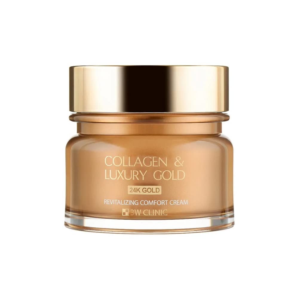 3W Clinic Collagen Luxury Gold Moisture Facial Cream 100ml(3.38fl.oz.) Shea Butter, 24k Gold Ingredients,