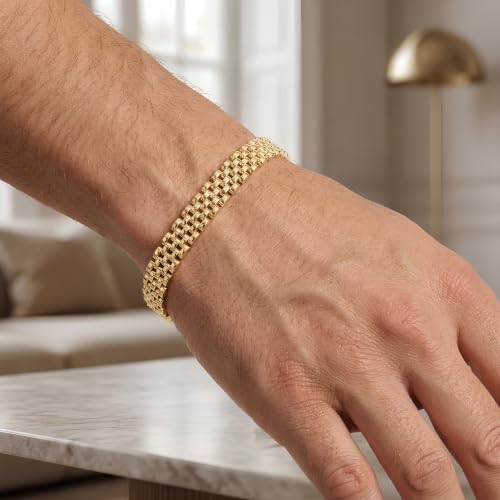 Floreo 14k Yellow Gold 6.5mm Panther Link Bracelet, 7 Inch