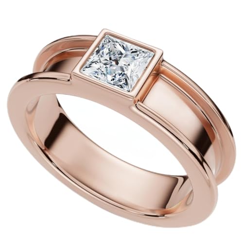 P3 POMPEII3 Pompeii Men's Bezel Set Diamond Solitaire Wedding Ring 14k Gold Lab Grown - Size 6 (E/F,VS1-VS2)