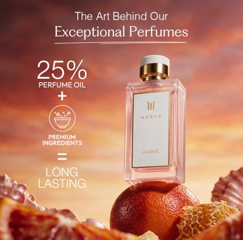 Merve Ambre Perfume for Women 3.4 Oz Long Lasting EDP Honey Caramel Peach