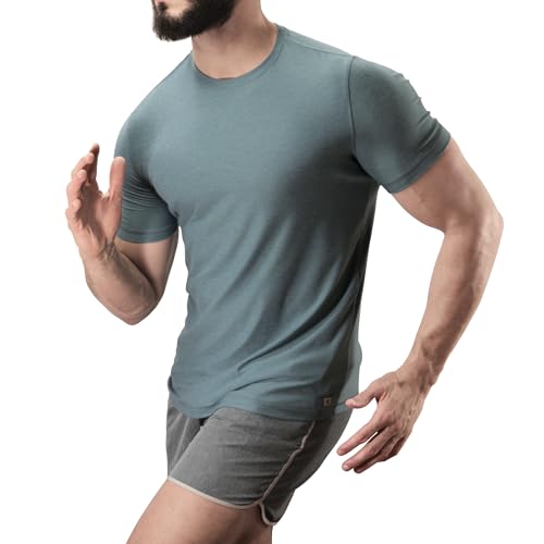 Lanky Llama (New) Aero Tee | Fit for Slim & Tall Slim Men | Lightweight Luxury Athleisure | Pale Ocean, X-Large (Semi-Tall)