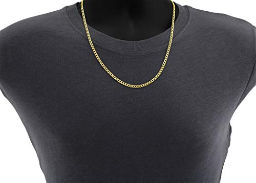 Nuragold 10k Real Yellow Gold Cuban Curb Link 3.5mm Chain Necklace, 16"-30" - 18"