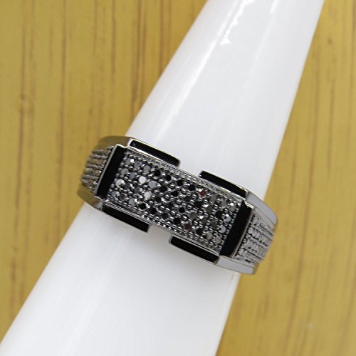 Dazzlingrock Collection 0.60 Cttw Black Rhodium Plated 10K Round Diamond Men's Wedding Band, Solid White Gold, Size 9