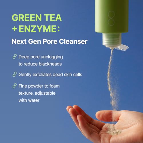 BY WISHTREND Green Tea Powder Wash - Korean Face Cleanser for Pore & Blackhead Care, Boseong Green Tea & Papain Enzyme, 0.00 Irritation for Sensitive Skin, 3.88 Oz