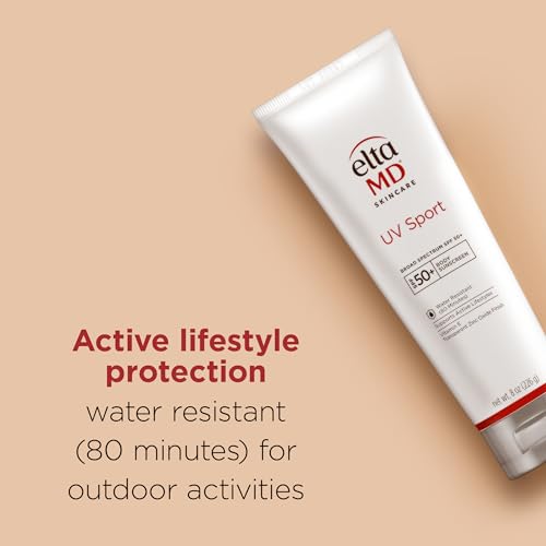 EltaMD UV Sport Sunscreen, Water and Sweat Resistant 80 Min, SPF 50, 8 oz