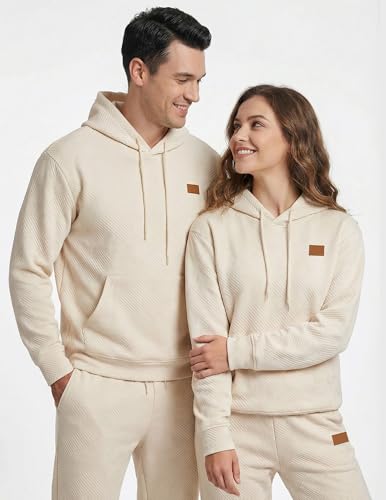 JMIERR Mens Tracksuits 2 Piece Sweatpants Set Airport Outfits Long Sleeve Hoodie Sweatshirt & Joggers Sweatpants, Fall Tracksuit Sweatsuits Matching Lounge Sets, X-Large, Beige
