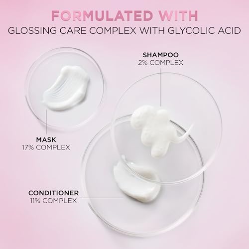 L’Oreal Paris Sulfate Free Glossing Shampoo with Glycolic Acid, Provides Intense Glass Hair Shine, Smoothness & Soft Feel, Suitable for Dull, Dry, and Color-Treated Hair, EverPure, 6.8 Fl Oz