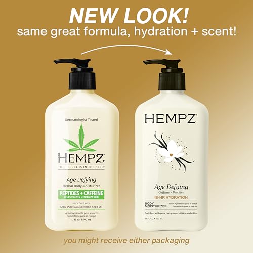 Hempz Age-Defy Body and Hand Lotion for Dry Skin, for Cracked & Crepey Skin, Quick Absorption Moisturizer, Large 17 oz