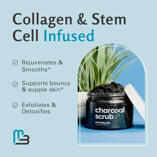 Exfoliating Charcoal Scrub for Body with Collagen & Stem Cells, 12 oz by M3