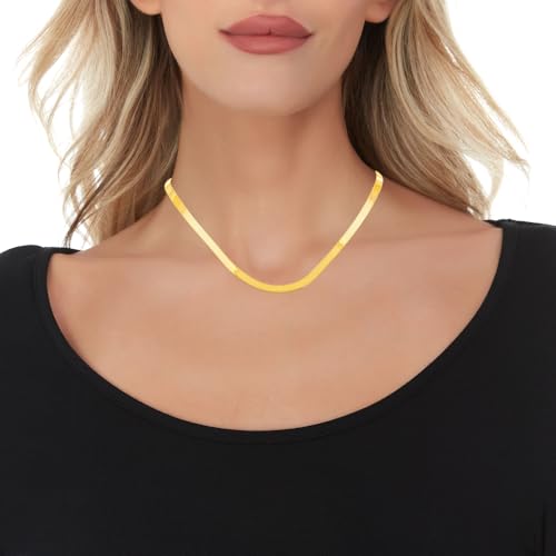 Floreo 14k Yellow Gold 4.5mm Solid Herringbone Chain Necklace 20 Inch