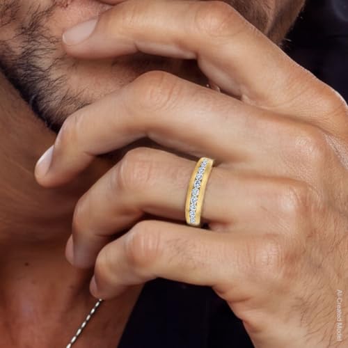Gem Stone King Lab Grown Diamond Satin Finish Ring For Men (Size 11)