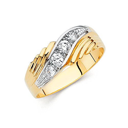 14k Two Tone Gold Men's Wedding Band - Size 8.5