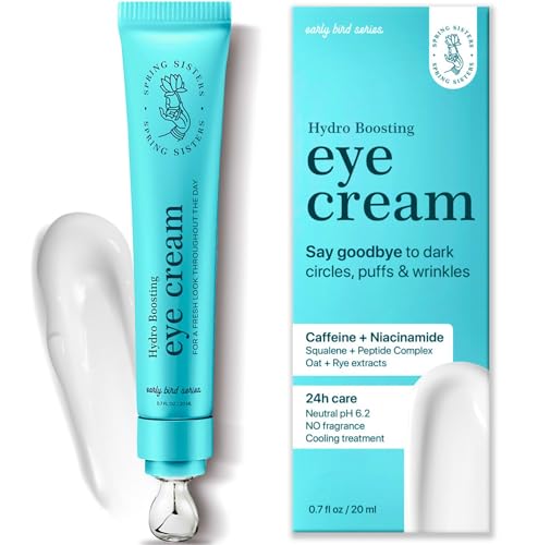 Under Eye Cream for Dark Circles and Puffiness - Caffeine Eye Cream Anti Aging Brightener With Niacinamide, Squalane, Peptide Complex, Korean Skin Care Formula - Massage Zinc Roller - Puffy Eyes