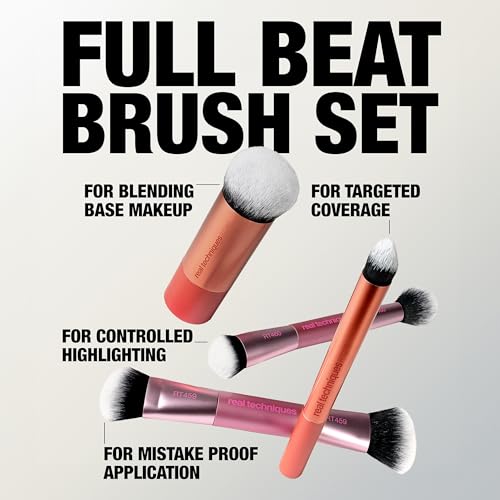 Real Techniques Full Beat Makeup Brush Set, 4-Piece Brush Kit