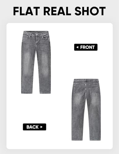 JMIERR Mens Denim Baggy Jeans Relaxed Fit Work Pants for Men Outdoor Casual Quiet Luxury Pants, L, Gray