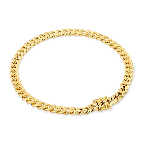 Nuragold 10K Real Yellow Gold Miami Cuban Link Chain Bracelet Men & Women - 7",5mm