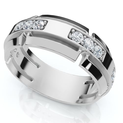 P3 POMPEII3 Pompeii Men's 1/2Ct 7mm Wide Interlocked Diamond Wedding Ring 14k Gold Lab Grown - Size 9.5 (F/G,VS1-VS2)