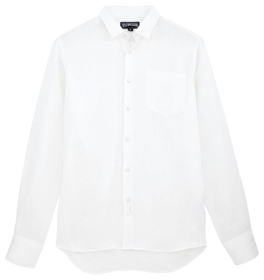 Vilebrequin Men Linen Shirt Solid White, XL