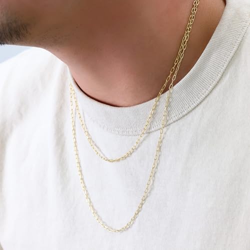 Nuragold 10k Real Yellow Gold 2mm Paperclip Chain Cable Dainty Necklace - 16"