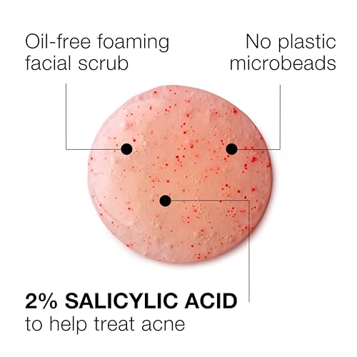 Neutrogena Oil-Free Acne Wash Pink Grapefruit Face Scrub with 2% Salicylic Acid & Vitamin C, Gentle Exfoliating Foaming Cleanser for Acne-Prone Skin, 6.7 fl. oz