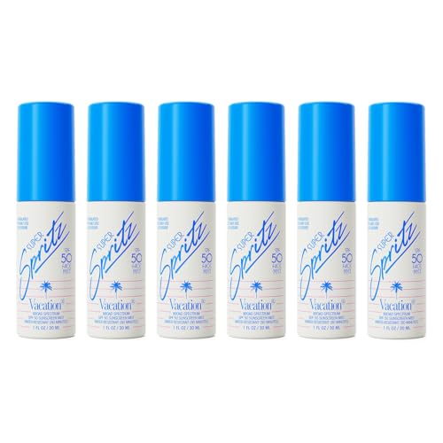 Vacation Mini Super Spritz SPF 50 Face Sunscreen Spray, Pack of 6
