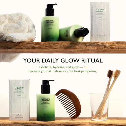 HARUHARU Black Bamboo Daily Smoothing Body Oil, 6.76 fl.oz, Korean, Vegan