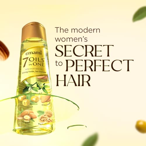 Emami 7-in-1 Hair Oil | with Natural Ayurvedic Herbs | Repairs Hair Damage | Nourishes Scalp | Fights Dandruff | Provides Strong & Healthy Hairs | 16.91 Fl Oz (500ml)