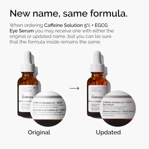 The Ordinary Caffeine Solution 5% + EGCG Eye Serum, Depuffing Eye Serum for Dark Circles and Tired Eyes, 1 Fl Oz