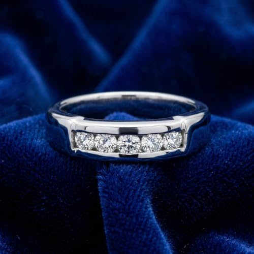 Pompeii Mens 1/2ct 14K White Gold Round Diamond Wedding Ring - Size 9