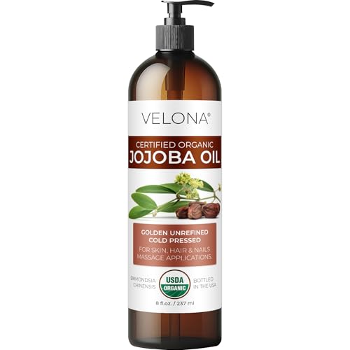 velona USDA Organic Jojoba Oil - 8 fl oz, Cold Pressed, with Pump