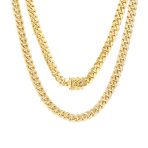 Nuragold 10k Real Yellow Gold Miami Cuban Link 6.5mm Chain Italian Necklace - 20"