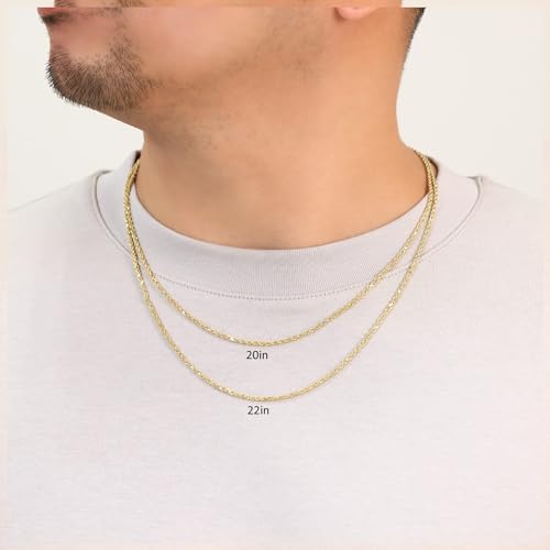 Nuragold 14k Real Yellow Gold Rope Chain Solid Diamond Cut Necklace - 1.8mm - 22"