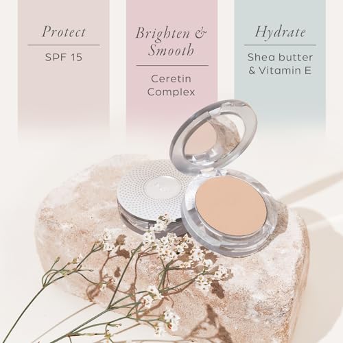 PUR Beauty 4-in-1 Pressed Mineral Makeup Powder Foundation with SPF 15 - Concealer & Finishing Compact Pressed Powder for Face - Buildable Medium to Full Coverage Foundation Powder (Light)