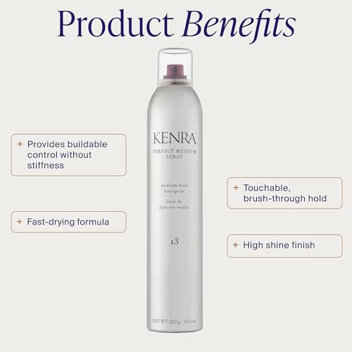 Kenra Professional Perfect Medium Spray 13 50% | Provides Styling Control Without Stiffness | Medium Hold | Fast-Drying Formulation | High Shine Finish | All Hair Types | 10 oz