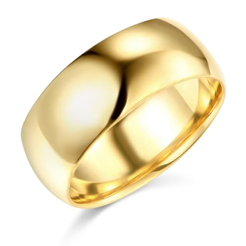 The World Jewelry Center 14k Yellow Gold 8mm SOLID Plain Wedding Band - Size 10.5