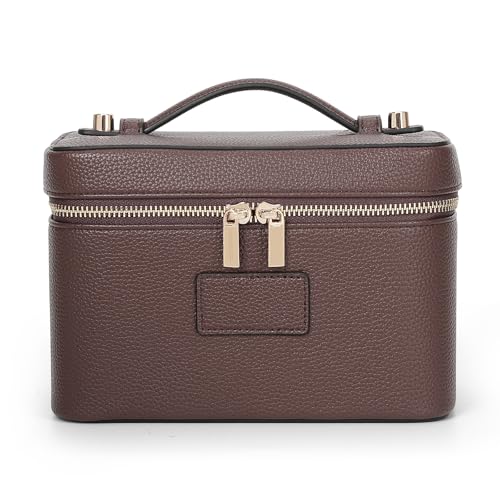 HiTotes Makeup Bag Vanity Case for Women Leather Cosmetic Bag Travel Toiletry Bags Portable Makeup Organizer Case