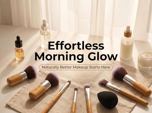 BS-MALL Makeup Brush Set 11 Pcs Makeup Sponge, Professional Bamboo Makeup Brushes for Foundation, Powder, Blush, Concealer, Eyeshadow & Blending, Ideal for Travel, Beginners & Makeup Artists