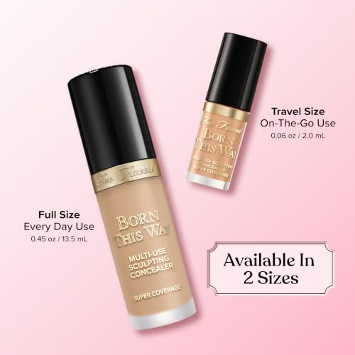 Too Faced Born This Way Super Coverage Multi-Use Concealer | Full-Coverage Hydrating Concealer for Dark Circles & Blemishes with Natural Finish|Hyaluronic Acid & Coconut Water, Light Beige, 0.45 Fl Oz