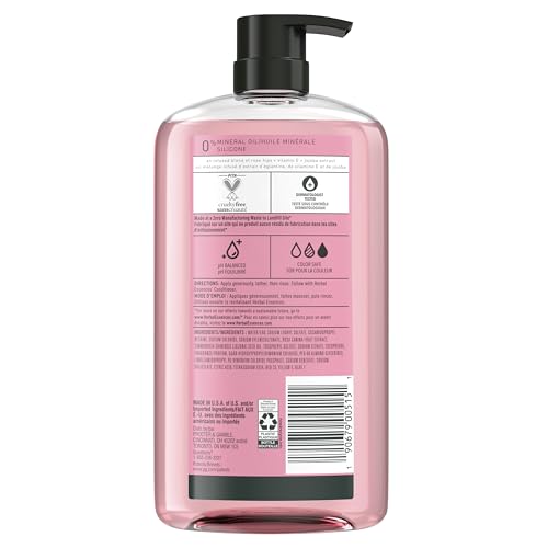 Herbal Essences Shampoo, Rose Hips - Smooth Collection, Shiny Hair with Vitamin E & Jojoba, Safe for Color Treated Hair, Floral Scent, Cruelty-Free, Dermatologist-Tested, 29.2 Fl Oz