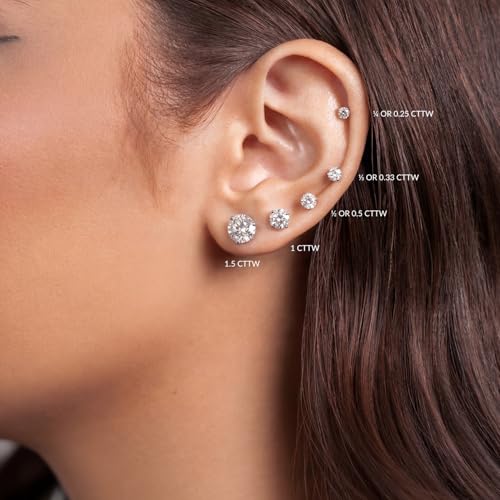 Privosa - 1 Carat Lab Grown Diamond Stud Earrings in 14K White Gold