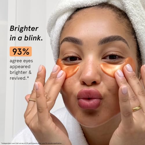 grace & stella New Brightening Eye Patches for Dark Circles (24 Pairs) - Vitamin C Under Eye Patches for Puffiness - Perfect Gifts for Women & Morning Skin Care Routine, Vegan Under Eye Mask