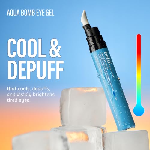 belif Aqua Bomb Cooling Eye Gel - Caffeine & Hyaluronic Acid for Puffiness & Hydration, Niacinamide & Vitamin C for Dark Circles, Adenosine & Collagen for Plumping, Korean Skin Care, 0.5 fl oz (15ml)
