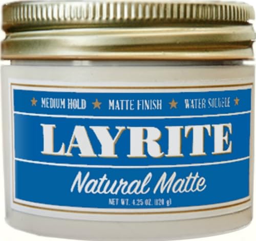 Layrite Natural Matte Cream, Basic, White, Mild Cream Soda, 4.25 Ounce