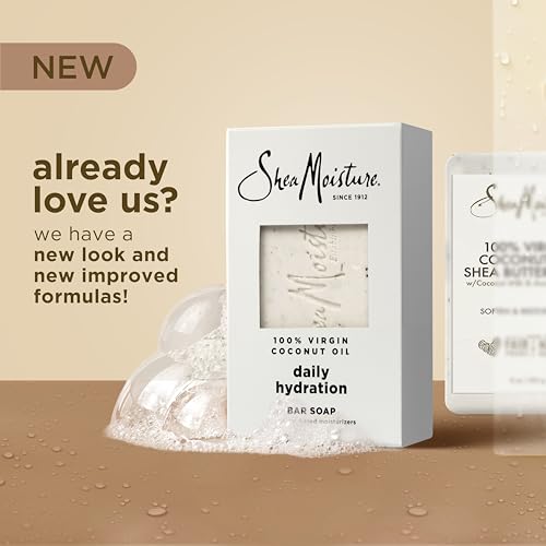 Shea Moisture Bar Soap, Daily Hydration 12-Pack – 24H Moisturizing Body Soap for Dry Skin with 100% Virgin Coconut Oil, 8 Oz Ea