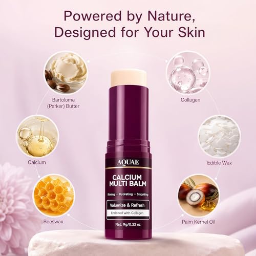 Aquae Calcium Multi Balm Stick for Face, Eyes, Lips & Neck – Moisturizing Collagen Balm Stick with Vitamin D & Shea Butter – Hydrating Skin Care Stick for Dryness & Smooth Look, All Skin Types