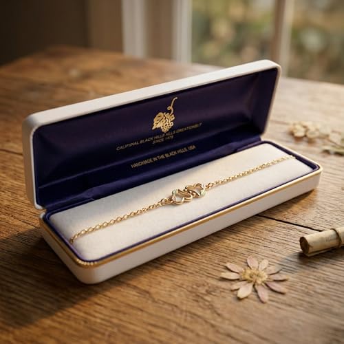 Black Hills Gold Dual Hearts Ankle Bracelet, 10k Yellow Gold with 12k Green and Rose Gold Accents, Tri-Color Heart Anklet for Women, 8.75 Inches