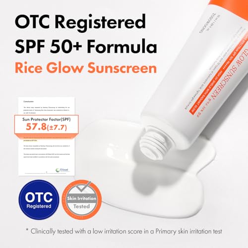TOSOWOONG Rice Glow Sunscreen SPF50+ Broad Spectrum for Face, No White Cast